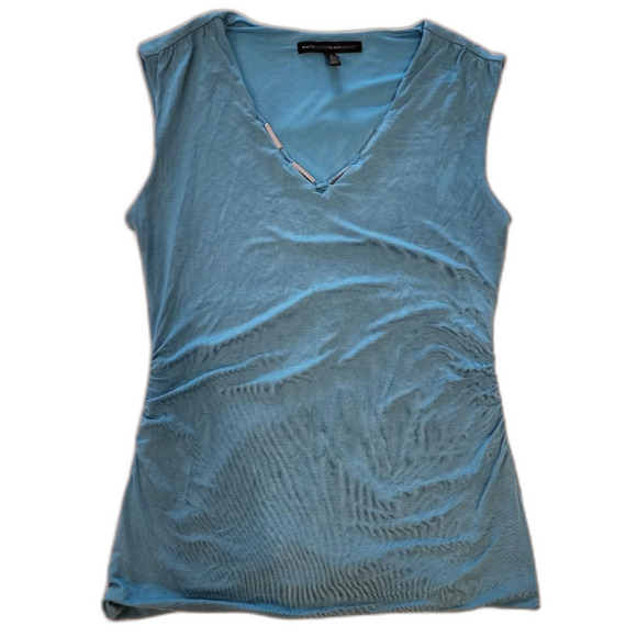 WHBM Sleeveless Silver Tone Metal Bar Hardware Top Tank Small Blue - Picture 7 of 8